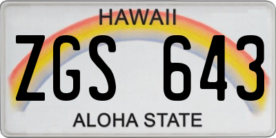HI license plate ZGS643