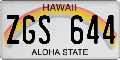 HI license plate ZGS644