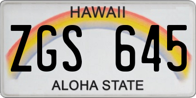 HI license plate ZGS645
