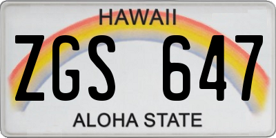 HI license plate ZGS647