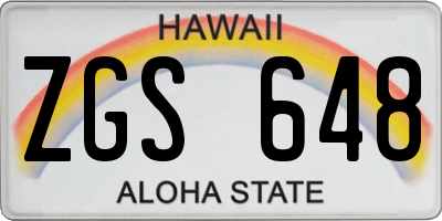 HI license plate ZGS648