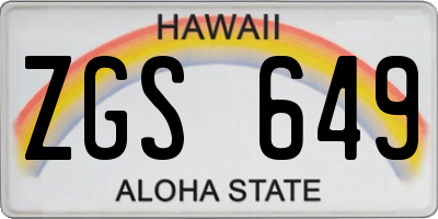 HI license plate ZGS649