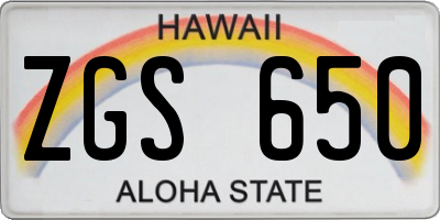 HI license plate ZGS650