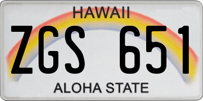 HI license plate ZGS651