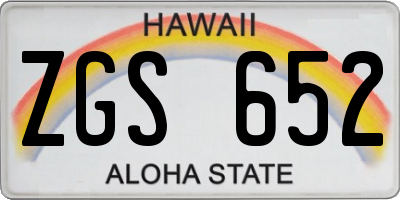 HI license plate ZGS652