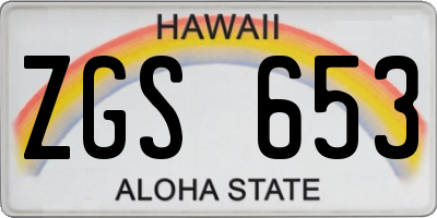 HI license plate ZGS653