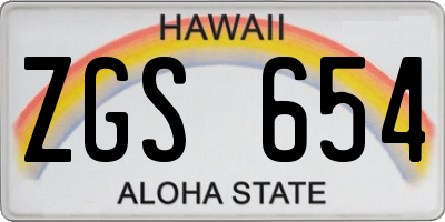 HI license plate ZGS654