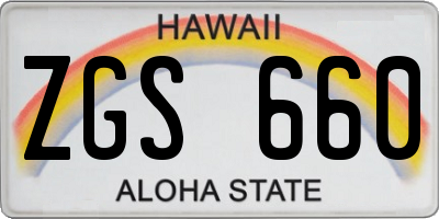 HI license plate ZGS660