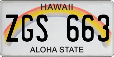 HI license plate ZGS663