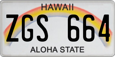 HI license plate ZGS664