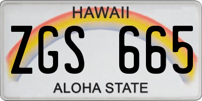 HI license plate ZGS665