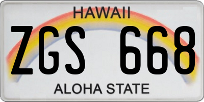 HI license plate ZGS668