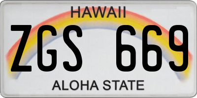 HI license plate ZGS669