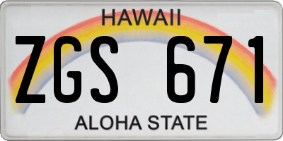 HI license plate ZGS671