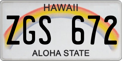 HI license plate ZGS672