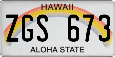 HI license plate ZGS673