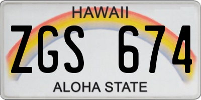 HI license plate ZGS674