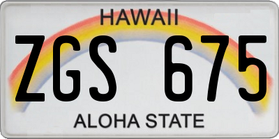 HI license plate ZGS675