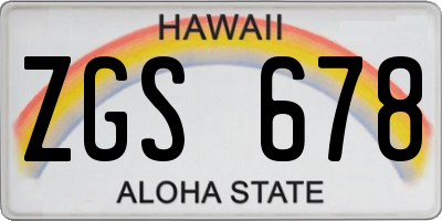 HI license plate ZGS678