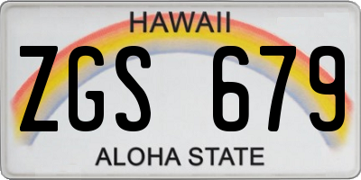 HI license plate ZGS679