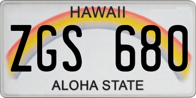 HI license plate ZGS680