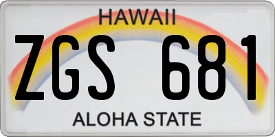 HI license plate ZGS681