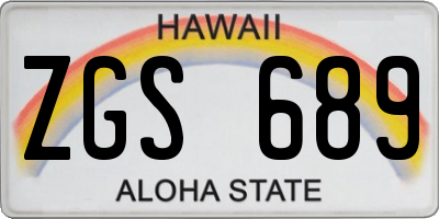 HI license plate ZGS689