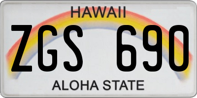 HI license plate ZGS690