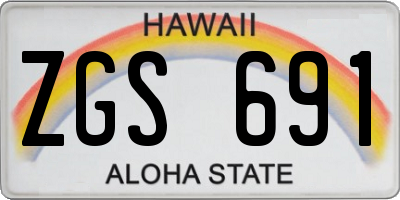 HI license plate ZGS691
