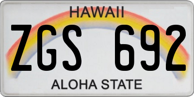 HI license plate ZGS692
