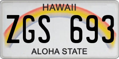 HI license plate ZGS693