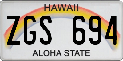 HI license plate ZGS694