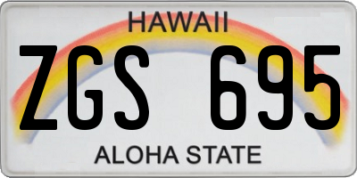 HI license plate ZGS695