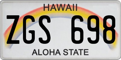 HI license plate ZGS698