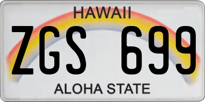 HI license plate ZGS699