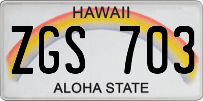 HI license plate ZGS703