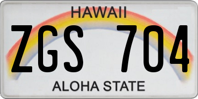 HI license plate ZGS704