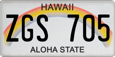 HI license plate ZGS705