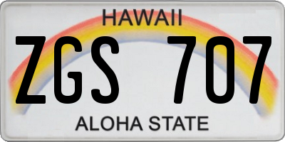 HI license plate ZGS707