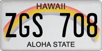 HI license plate ZGS708