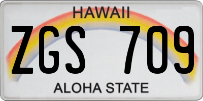 HI license plate ZGS709