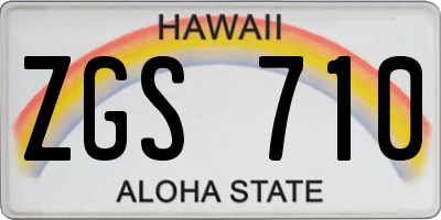 HI license plate ZGS710
