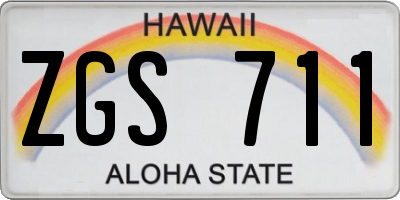 HI license plate ZGS711