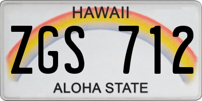 HI license plate ZGS712