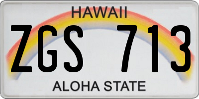 HI license plate ZGS713