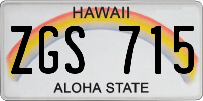 HI license plate ZGS715