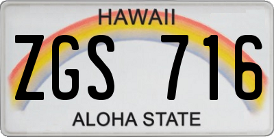 HI license plate ZGS716