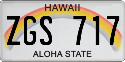 HI license plate ZGS717
