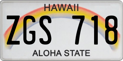 HI license plate ZGS718