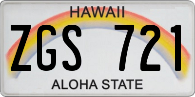 HI license plate ZGS721